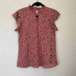 PerSeption Concept | Lace Ruffle Sleeve Top | Size L
